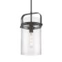 Innovations Lighting Pilaster 9" Wide Mini Pendant Matte Black / Seedy