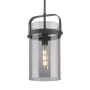 Innovations Lighting Pilaster 9" Wide Mini Pendant Matte Black / Plated Smoke