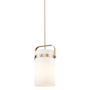 Innovations Lighting Pilaster 8" Wide Mini Pendant Champagne Bronze / Cased Matte White
