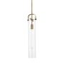 Innovations Lighting Pilaster 5" Wide Mini Pendant Brushed Brass / Clear