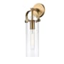 Innovations Lighting Pilaster 5" Tall Wall Sconce Brushed Brass / Clear