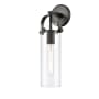 Innovations Lighting Pilaster 5" Tall Wall Sconce Matte Black / Clear