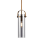 Innovations Lighting Pilaster II Cylinder 5" Wide Mini Pendant Brushed Brass / Plated Smoke