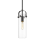 Innovations Lighting Pilaster II Cylinder 5" Wide Mini Pendant Matte Black / Clear