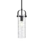 Innovations Lighting Pilaster II Cylinder 5" Wide Mini Pendant Matte Black / Deco Swirl