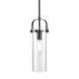 Innovations Lighting Pilaster II Cylinder 5" Wide Mini Pendant Matte Black / Seedy