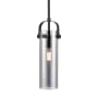 Innovations Lighting Pilaster II Cylinder 5" Wide Mini Pendant Matte Black / Plated Smoke