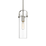 Innovations Lighting Pilaster II Cylinder 5" Wide Mini Pendant Satin Nickel / Clear