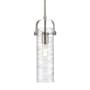 Innovations Lighting Pilaster II Cylinder 5" Wide Mini Pendant Satin Nickel / Deco Swirl