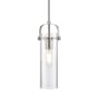 Innovations Lighting Pilaster II Cylinder 5" Wide Mini Pendant Satin Nickel / Seedy