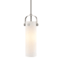 Innovations Lighting Pilaster II Cylinder 5" Wide Mini Pendant Satin Nickel / Matte White