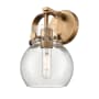 Innovations Lighting Pilaster II Sphere 1 Light 10" Tall Wall Sconce Brushed Brass / Seedy