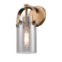 Innovations Lighting Pilaster II Cylinder 11" Tall Wall Sconce Brushed Brass / Plated Smoke