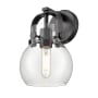 Innovations Lighting Pilaster II Sphere 1 Light 10" Tall Wall Sconce Matte Black / Clear