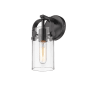 Innovations Lighting Pilaster II Cylinder 11" Tall Wall Sconce Matte Black / Clear