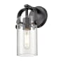 Innovations Lighting Pilaster II Cylinder 11" Tall Wall Sconce Matte Black / Seedy