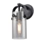 Innovations Lighting Pilaster II Cylinder 11" Tall Wall Sconce Matte Black / Plated Smoke