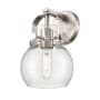 Innovations Lighting Pilaster II Sphere 1 Light 10" Tall Wall Sconce Satin Nickel / Seedy