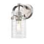 Innovations Lighting Pilaster II Cylinder 11" Tall Wall Sconce Satin Nickel / Deco Swirl