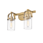 Innovations Lighting Pilaster 2 Light 15" Wide Vanity Light Brushed Brass / Clear