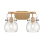 Innovations Lighting Pilaster II Sphere 2 Light 17" Wide Vanity Light Brushed Brass / Clear
