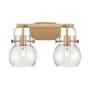 Innovations Lighting Pilaster II Sphere 2 Light 17" Wide Vanity Light Brushed Brass / Seedy