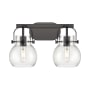 Innovations Lighting Pilaster II Sphere 2 Light 17" Wide Vanity Light Matte Black / Seedy