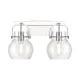 Innovations Lighting Pilaster II Sphere 2 Light 17" Wide Vanity Light Polished Chrome / Clear