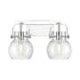 Innovations Lighting Pilaster II Sphere 2 Light 17" Wide Vanity Light Polished Chrome / Seedy