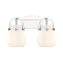 Innovations Lighting Pilaster II Sphere 2 Light 17" Wide Vanity Light Polished Chrome / Matte White