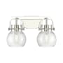 Innovations Lighting Pilaster II Sphere 2 Light 17" Wide Vanity Light Polished Nickel / Seedy