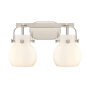 Innovations Lighting Pilaster II Sphere 2 Light 17" Wide Vanity Light Satin Nickel / Matte White