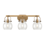 Innovations Lighting Pilaster II Sphere 3 Light 27" Wide Vanity Light Brushed Brass / Clear