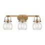 Innovations Lighting Pilaster II Sphere 3 Light 27" Wide Vanity Light Brushed Brass / Seedy