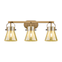 Innovations Lighting Pilaster II Cone 3 Light 27" Wide Vanity Light Brushed Brass / Mercury