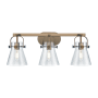 Innovations Lighting Pilaster II Cone 3 Light 27" Wide Vanity Light Brushed Brass / Seedy