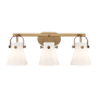 Innovations Lighting Pilaster II Cone 3 Light 27" Wide Vanity Light Brushed Brass / Matte White