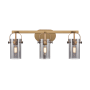 Innovations Lighting Pilaster II Cylinder 3 Light 25" Wide Vanity Light Brushed Brass / Plated Smoke