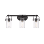 Innovations Lighting Pilaster 3 Light 24" Wide Vanity Light Matte Black / Clear