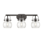 Innovations Lighting Pilaster II Sphere 3 Light 27" Wide Vanity Light Matte Black / Clear