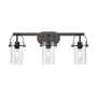 Innovations Lighting Pilaster II Cylinder 3 Light 25" Wide Vanity Light Matte Black / Deco Swirl