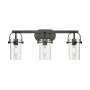 Innovations Lighting Pilaster II Cylinder 3 Light 25" Wide Vanity Light Matte Black / Seedy