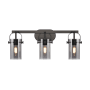 Innovations Lighting Pilaster II Cylinder 3 Light 25" Wide Vanity Light Matte Black / Plated Smoke