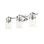 Innovations Lighting Pilaster 3 Light 24" Wide Vanity Light Polished Nickel / Clear