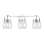 Innovations Lighting Pilaster II Sphere 3 Light 27" Wide Vanity Light Polished Chrome / Clear