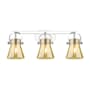 Innovations Lighting Pilaster II Cone 3 Light 27" Wide Vanity Light Polished Chrome / Mercury