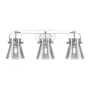 Innovations Lighting Pilaster II Cone 3 Light 27" Wide Vanity Light Polished Chrome / Plated Smoke