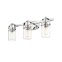 Innovations Lighting Pilaster II Cylinder 3 Light 25" Wide Vanity Light Polished Chrome / Clear