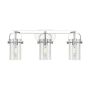 Innovations Lighting Pilaster II Cylinder 3 Light 25" Wide Vanity Light Polished Chrome / Seedy