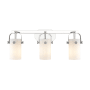Innovations Lighting Pilaster II Cylinder 3 Light 25" Wide Vanity Light Polished Chrome / Matte White